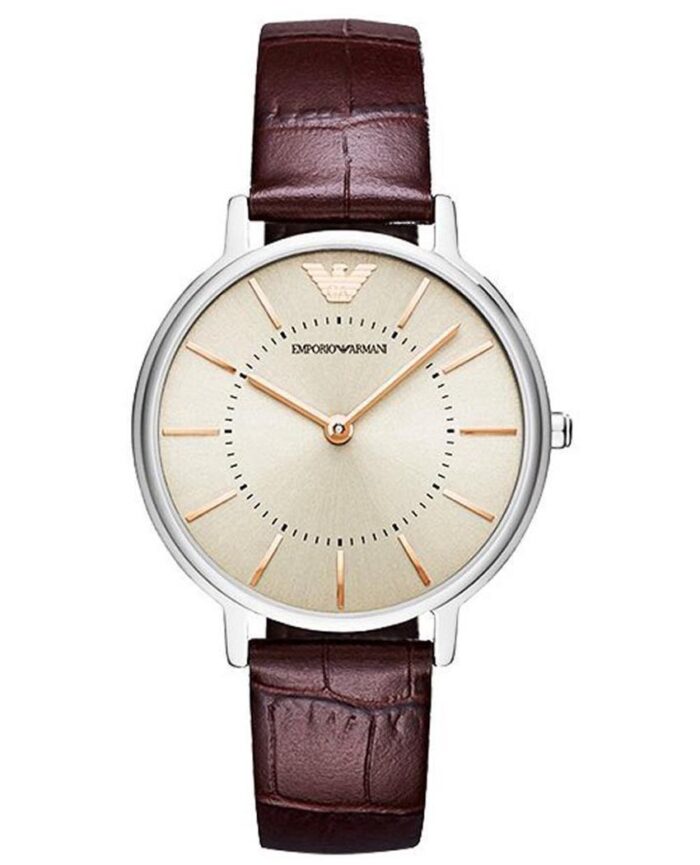 Emporio Armani Dress Quartz Silver Dial Brown Leather Strap Watch For Women - AR11063 - Image 3